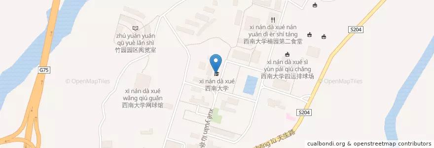 Mapa de ubicacion de 西南大学 en الصين, تشونغتشينغ, 北碚区.