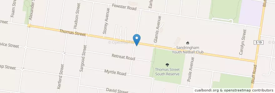Mapa de ubicacion de Hampton Baptist Community Church en Australia, Victoria, City Of Bayside.