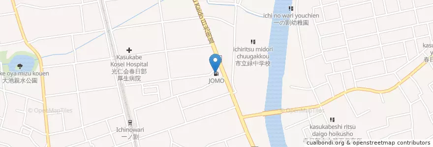 Mapa de ubicacion de JOMO en 日本, 埼玉県, 春日部市.