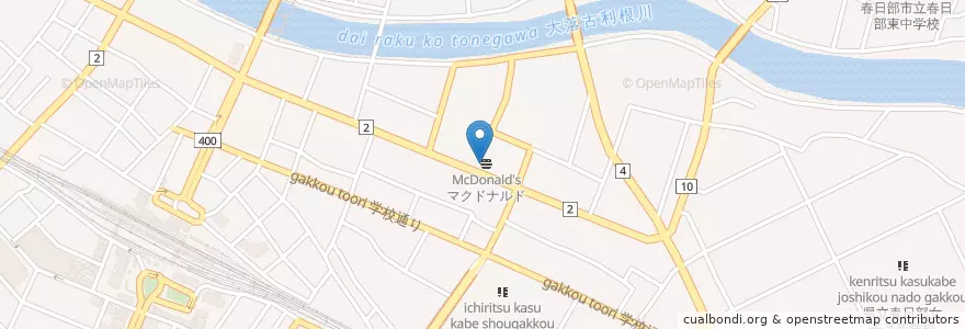 Mapa de ubicacion de マクドナルド en Japan, 埼玉県, 春日部市.
