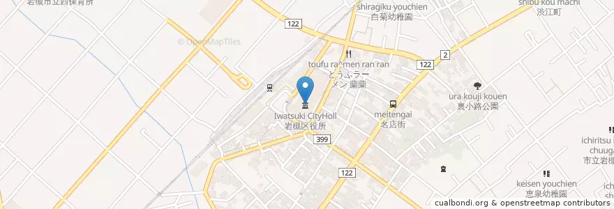Mapa de ubicacion de 岩槻区役所 en Giappone, Prefettura Di Saitama, さいたま市, 岩槻区.