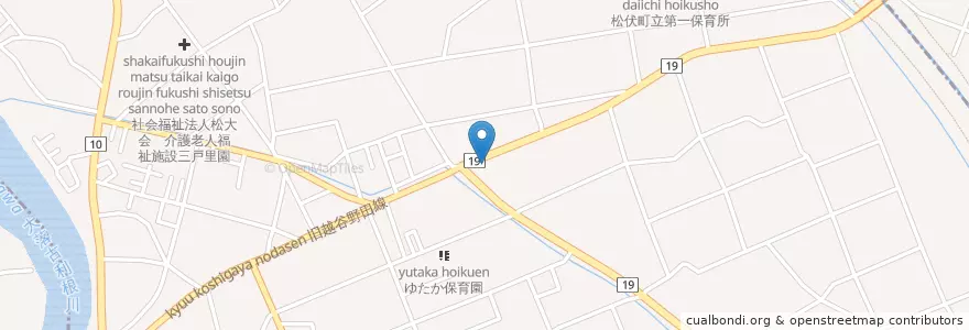 Mapa de ubicacion de 昭和シェル en 일본, 사이타마현, 北葛飾郡, 松伏町.