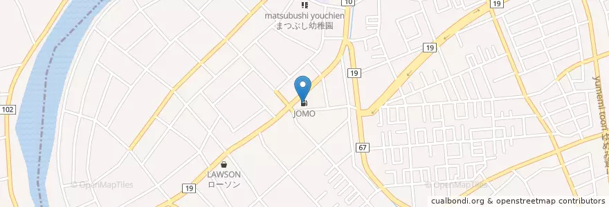 Mapa de ubicacion de JOMO en اليابان, 埼玉県, 北葛飾郡, 松伏町.
