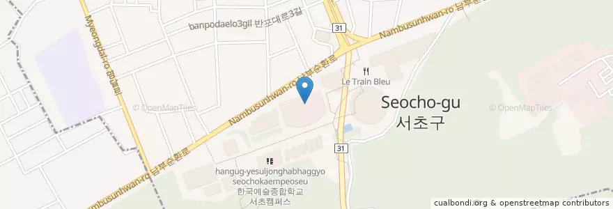 Mapa de ubicacion de 예술의 전당 음악당 en 韩国/南韓, 首尔, 瑞草區, 서초3동, 서초동.