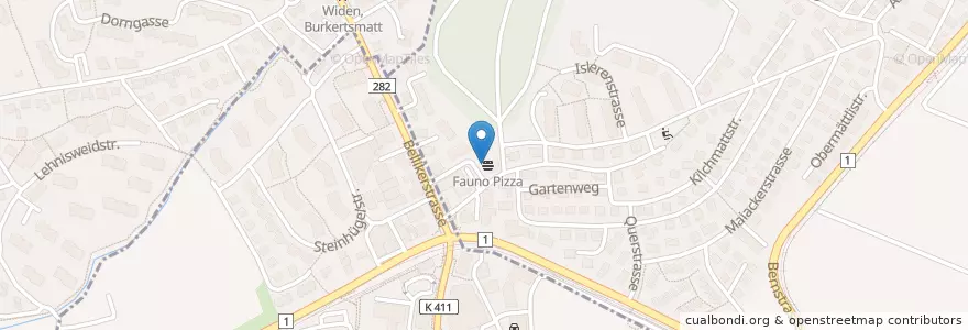 Mapa de ubicacion de Fauno Pizza en 瑞士, Aargau, Bezirk Bremgarten.