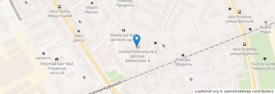 Mapa de ubicacion de Детская библиотека № 8 en 俄罗斯/俄羅斯, Северо-Западный Федеральный Округ, 列宁格勒州, Санкт-Петербург, Невский Район.