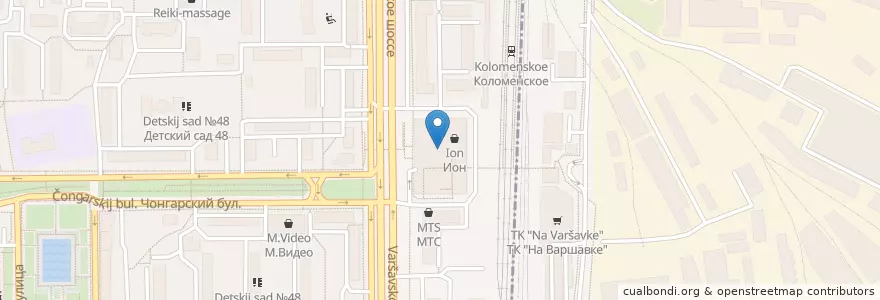 Mapa de ubicacion de KFC en Rusland, Centraal Federaal District, Moskou, Южный Административный Округ, Нагорный Район.