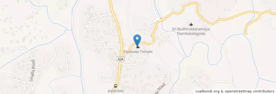 Mapa de ubicacion de Palatuwa Temple en 斯里蘭卡, 南部省, මාතර දිස්ත්‍රික්කය.
