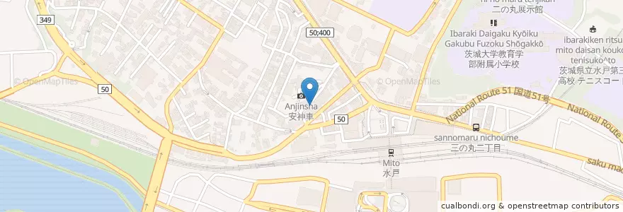 Mapa de ubicacion de もつ焼き たかね en 日本, 茨城県, 水戸市.