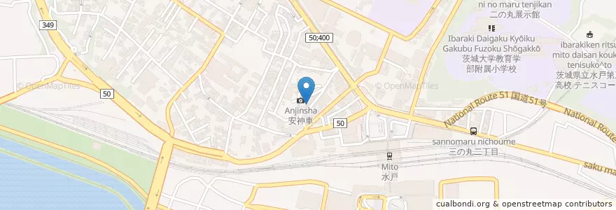 Mapa de ubicacion de スナック オリーブ en 일본, 이바라키현, 水戸市.