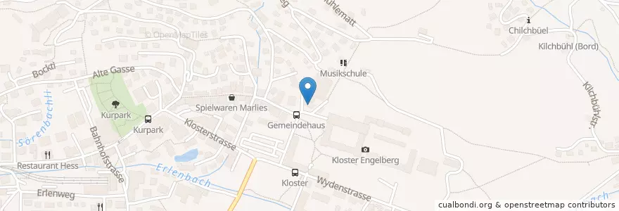 Mapa de ubicacion de Schul- und Gemeindebibliothek Engelberg en Suiza, Obwalden, Engelberg.