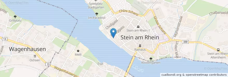 Mapa de ubicacion de Rheingerbe en スイス, Schaffhausen, Stein Am Rhein.