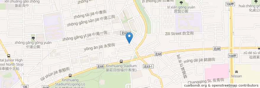 Mapa de ubicacion de 吉野家 en 台湾, 新北市, 新荘区.