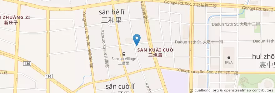 Mapa de ubicacion de 奇化家 en تايوان, تاي شانغ, 南屯區.