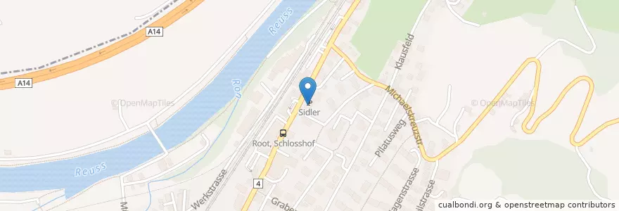 Mapa de ubicacion de Sidler en Schweiz, Luzern, Root.