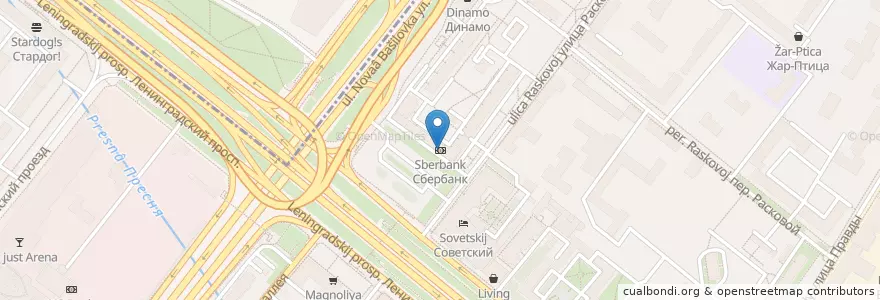 Mapa de ubicacion de Сбербанк en 俄罗斯/俄羅斯, Центральный Федеральный Округ, Москва, Северный Административный Округ, Район Беговой.