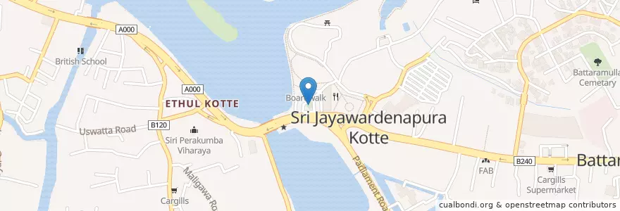 Mapa de ubicacion de Diyatha Uyana Fountain en Sri Lanka, බස්නාහිර පළාත, කොළඹ දිස්ත්‍රික්කය.