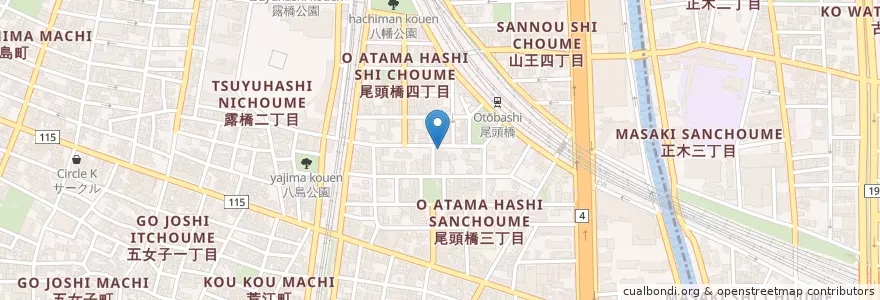Mapa de ubicacion de まるげん en 日本, 愛知県, 名古屋市, 中川区.