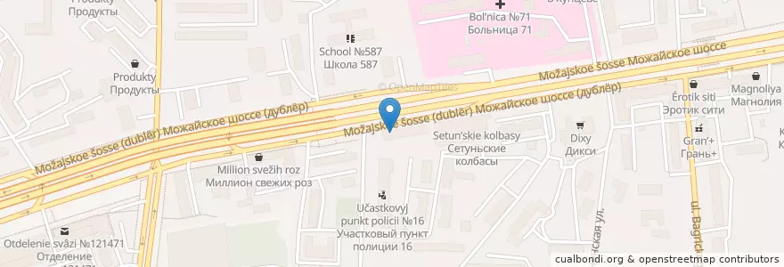 Mapa de ubicacion de Росбанк en Rússia, Distrito Federal Central, Москва, Западный Административный Округ, Можайский Район.