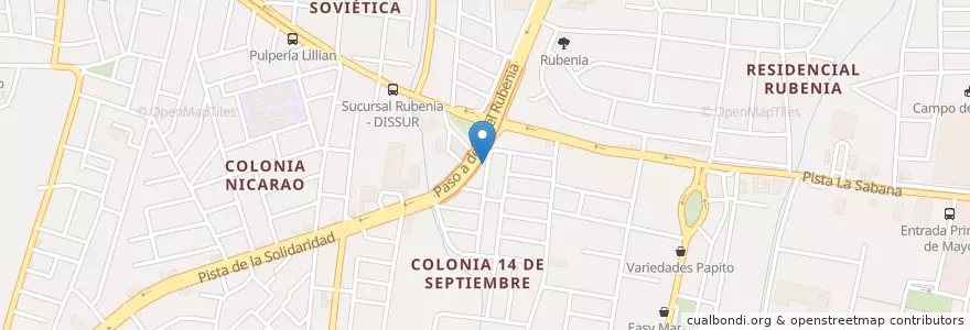 Mapa de ubicacion de Taller de Bicicletas en ニカラグア, マナグア県, Managua (Municipio).