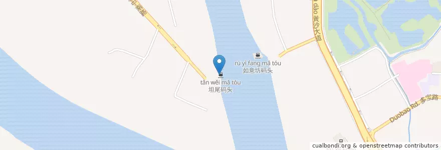 Mapa de ubicacion de 坦尾码头 en 중국, 광둥성, 광저우시, 荔湾区, 桥中街道.