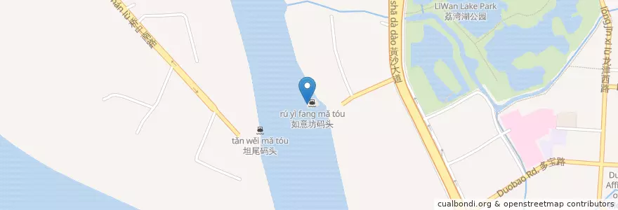 Mapa de ubicacion de 如意坊码头 en China, Provincia De Cantón, Cantón, 荔湾区, 昌华街道.