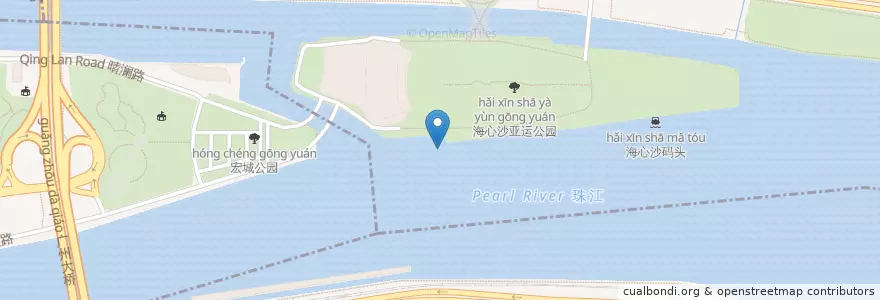 Mapa de ubicacion de 海心沙西区码头 en China, Guangdong, 广州市, 天河区.