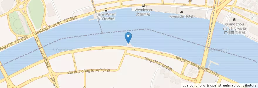 Mapa de ubicacion de Textile Pier en China, Guangdong, Guangzhou City, Yuexiu District.