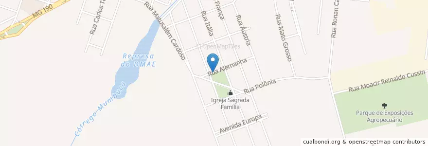 Mapa de ubicacion de PSF en البَرَازِيل, المنطقة الجنوبية الشرقية, ميناس جيرايس, Microrregião Patrocínio, Região Geográfica Intermediária De Uberlândia, Monte Carmelo.