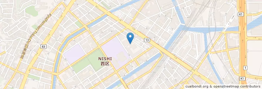 Mapa de ubicacion de 横浜市西センター en Japón, Prefectura De Kanagawa, Yokohama, Barrio Nishi.