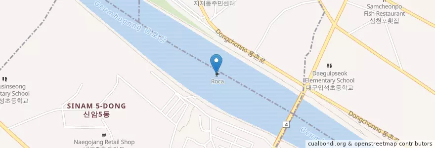 Mapa de ubicacion de Roca en 대한민국, 대구, 동구.