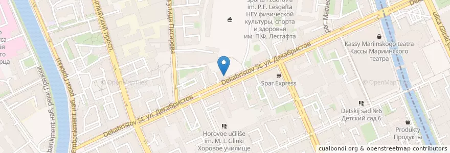 Mapa de ubicacion de У театра en ロシア, 北西連邦管区, レニングラード州, サンクト ペテルブルク, Адмиралтейский Район, Округ Коломна.