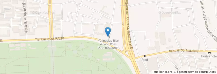 Mapa de ubicacion de Yutingqiao Bian Yi Fang Roast Duck Restaurant en China, Beijing, Hebei, Dongcheng District.
