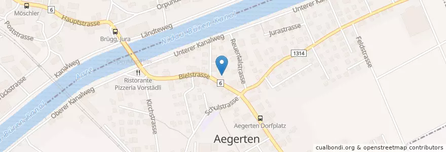 Mapa de ubicacion de La Strega en Suíça, Berna, Verwaltungsregion Seeland, Verwaltungskreis Biel/Bienne, Aegerten.