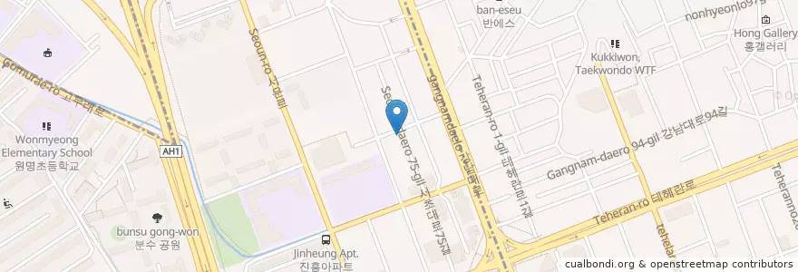 Mapa de ubicacion de 청춘극장 en Südkorea, Seoul, 서초구, 서초동, 서초4동.