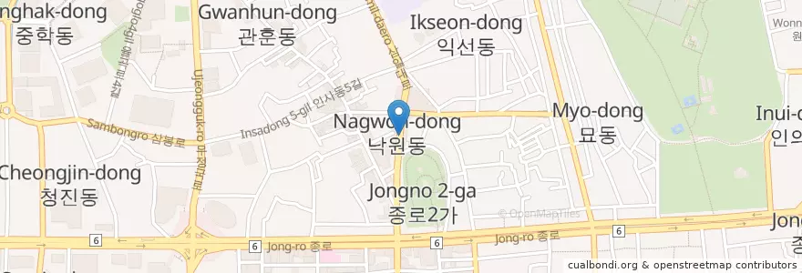 Mapa de ubicacion de 서울 아트 세네마 (Seoul Art Cinema) en Zuid-Korea, Seoel, 종로구, 종로1·2·3·4가동.
