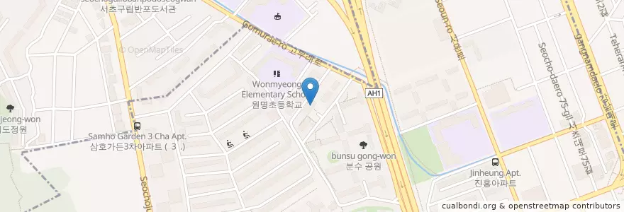 Mapa de ubicacion de 스탠다드차타드은행ATM en Corea Del Sud, Seul, 서초구, 서초동, 서초4동.