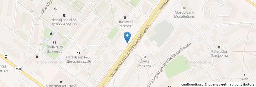 Mapa de ubicacion de Грилль доналдс en Rusia, Distrito Federal Central, Óblast De Yaroslavl, Ярославский Район, Городской Округ Ярославль.