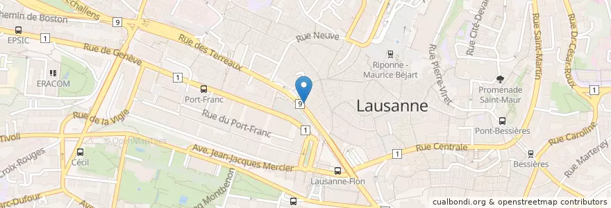 Mapa de ubicacion de Sunstore en Schweiz, Waadt, District De Lausanne, Lausanne.