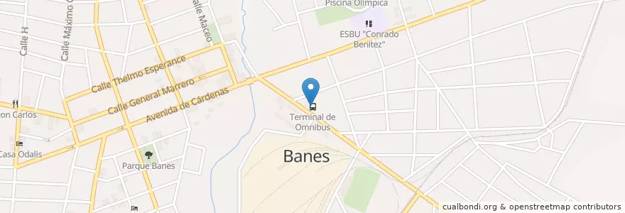 Mapa de ubicacion de Terminal de Omnibus en Куба, Ольгин, Banes, Ciudad De Banes.