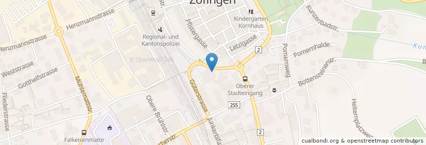 Mapa de ubicacion de Capitol en سويسرا, Aargau, Bezirk Zofingen, Zofingen.