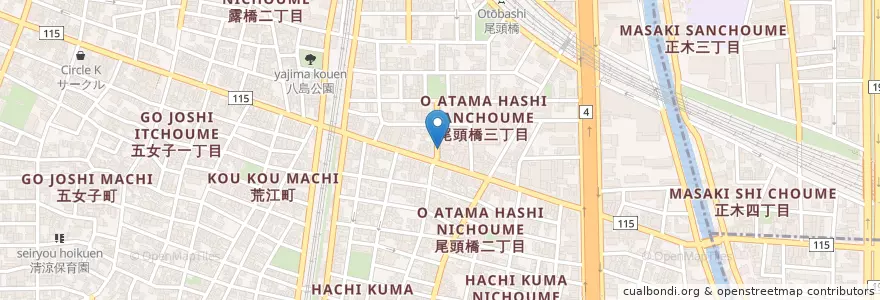 Mapa de ubicacion de 八幡交番前公衆 en اليابان, 愛知県, 名古屋市, 中川区.