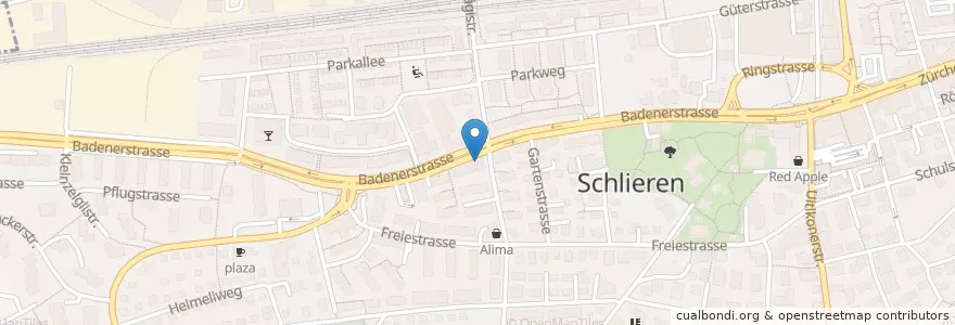 Mapa de ubicacion de Avia Badenerstrasse en Switzerland, Zurich, Bezirk Dietikon, Schlieren.