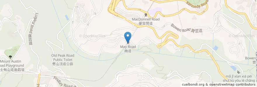 Mapa de ubicacion de 梅道公廁 May Road Public Toilet en چین, گوانگ‌دونگ, هنگ‌کنگ, جزیره هنگ کنگ, 新界 New Territories, 中西區 Central And Western District.
