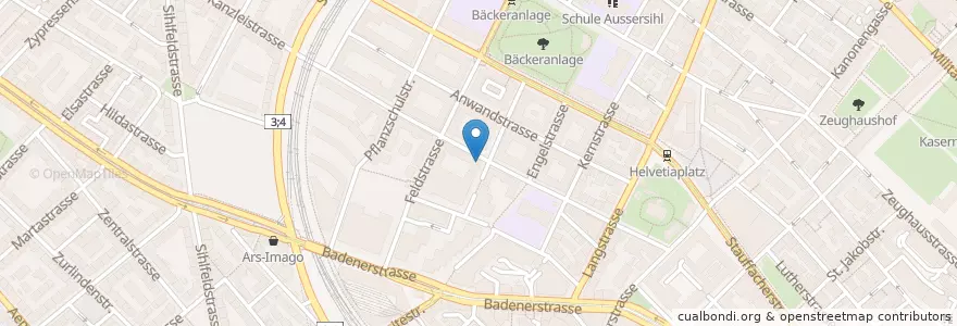 Mapa de ubicacion de La Baracca en Schweiz, Zürich, Bezirk Zürich, Zürich.