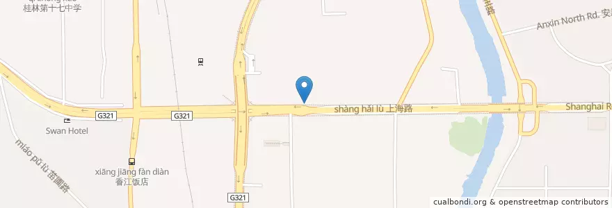 Mapa de ubicacion de 桂林三花 en Китай, Гуанси-Чжуанский Автономный Район, 桂林市, 象山区, 南门街道.