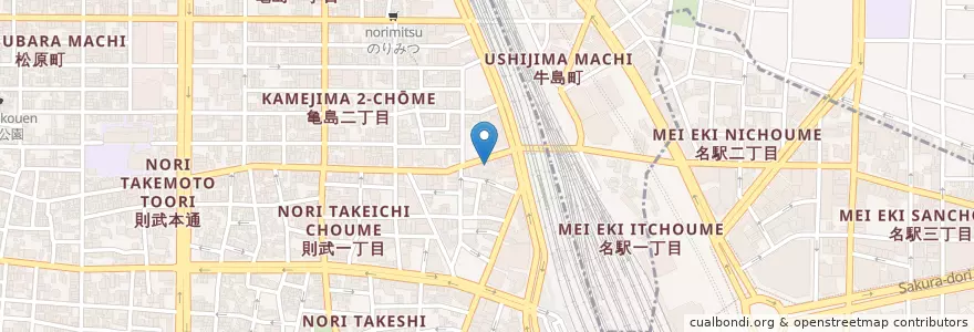 Mapa de ubicacion de 世界の山ちゃん en Japan, Aichi Prefecture, Nagoya, Nakamura Ward.