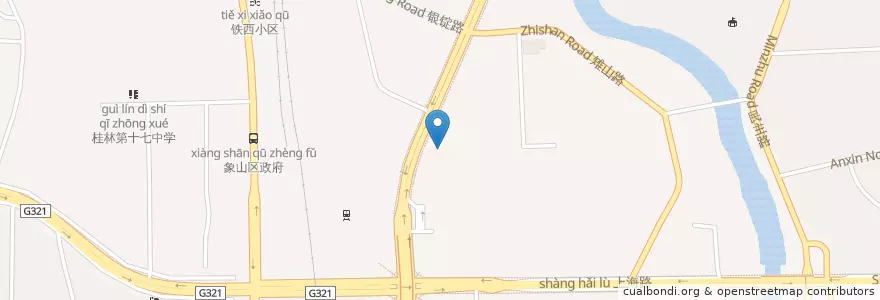 Mapa de ubicacion de 总行营业部 en 中国, 广西壮族自治区, 桂林市, 象山区, 南门街道.