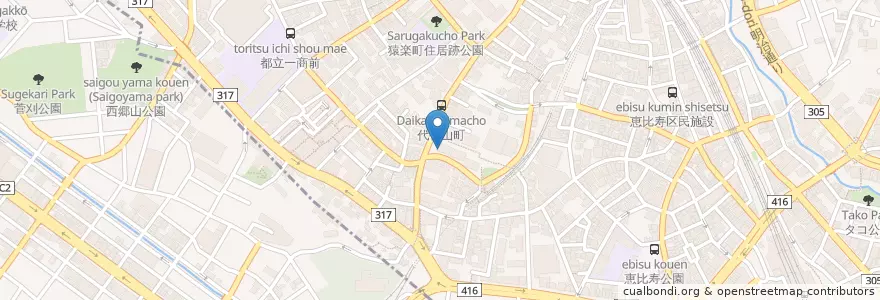 Mapa de ubicacion de Chez Lui en Jepun, 東京都, 目黒区.