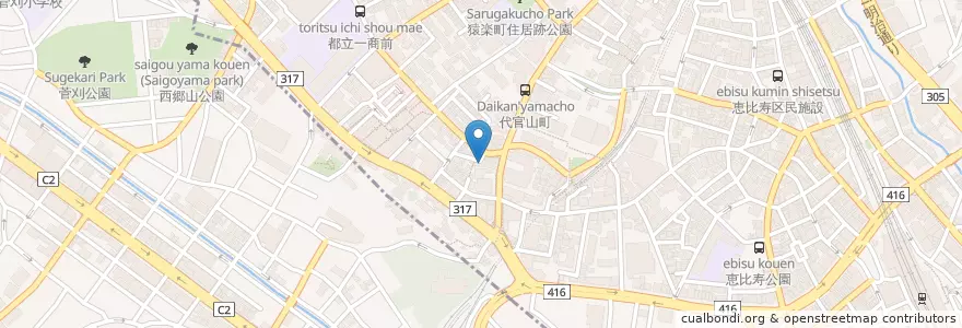 Mapa de ubicacion de Chocolate café en Jepun, 東京都, 目黒区.